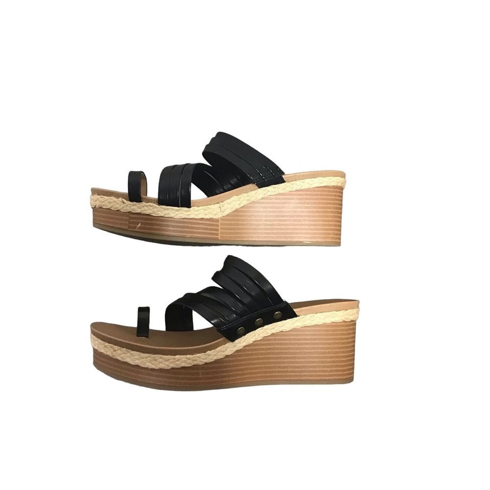 Wonderly Black Libby Wedge Sandal Women's Size 8.5 - Picture 3 of 6